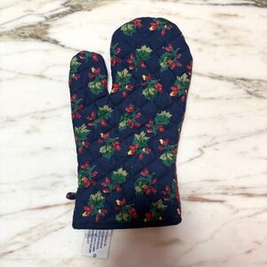 Vintage April Cornell Quilted Oven Mitt, Reversible Country Cottage Kitchen